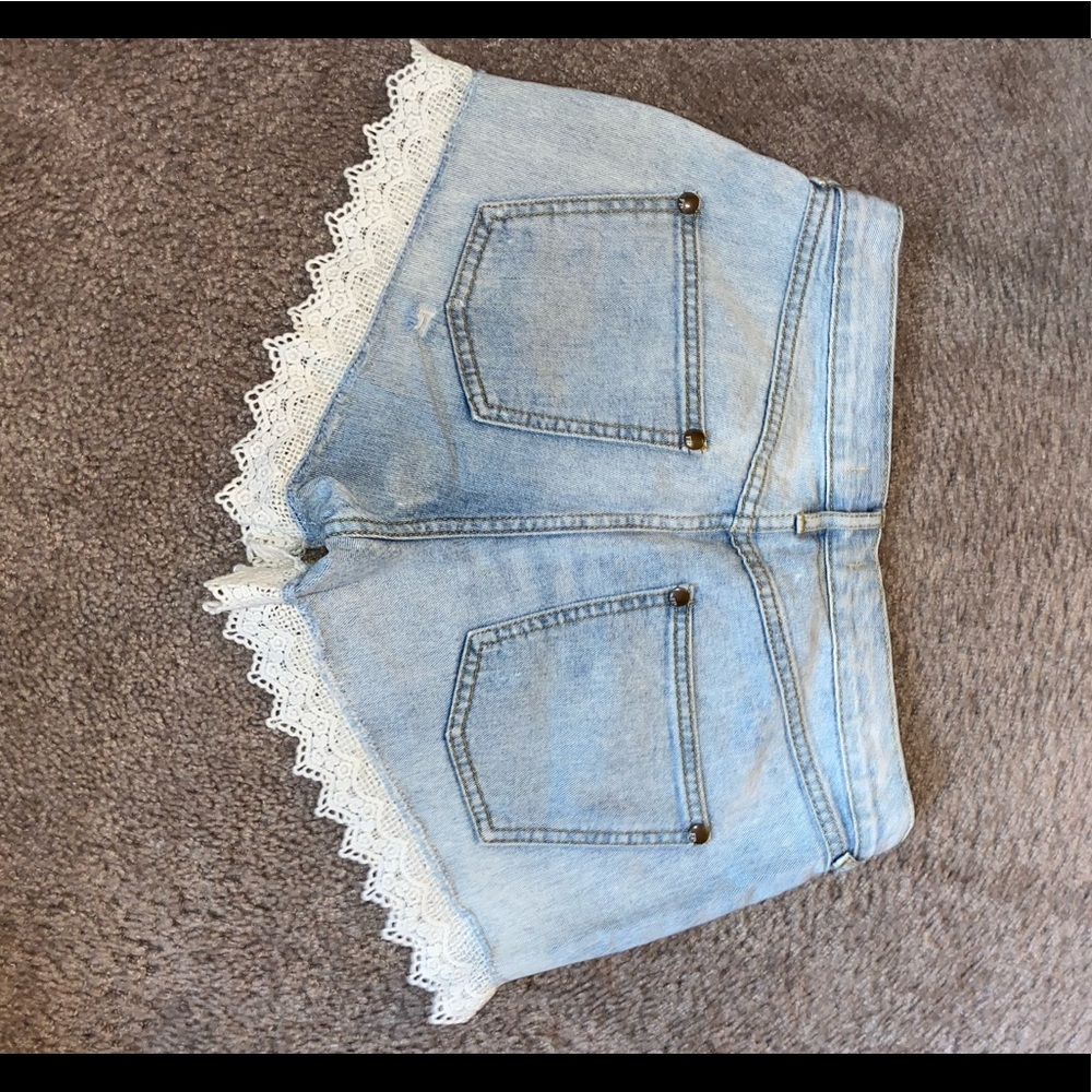 Free People Jean shorts with Lace Hem - Picture 7 of 8